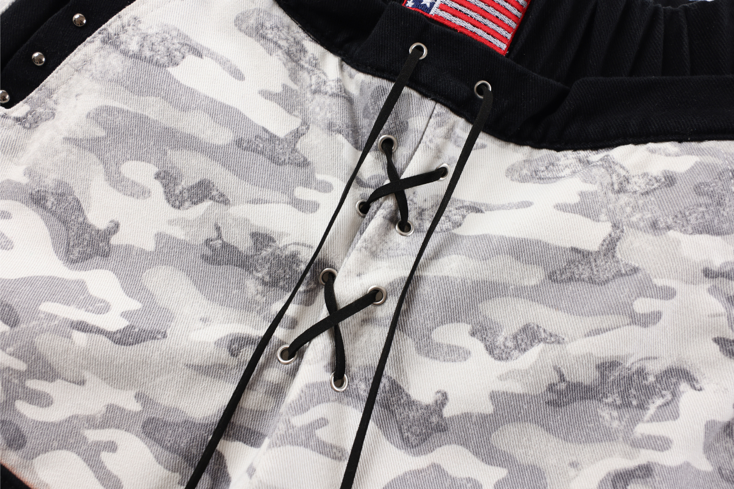 CapCabin Camo Patchwork Cargo Curved Pants