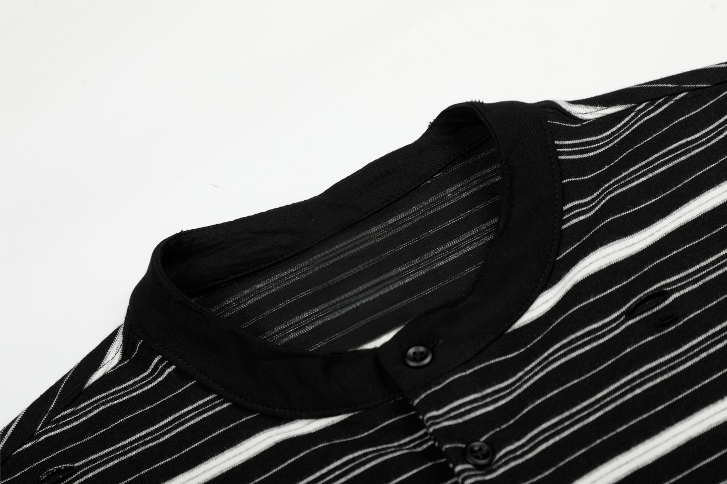 CapCabin Striped Henley Long Sleeve Tee
