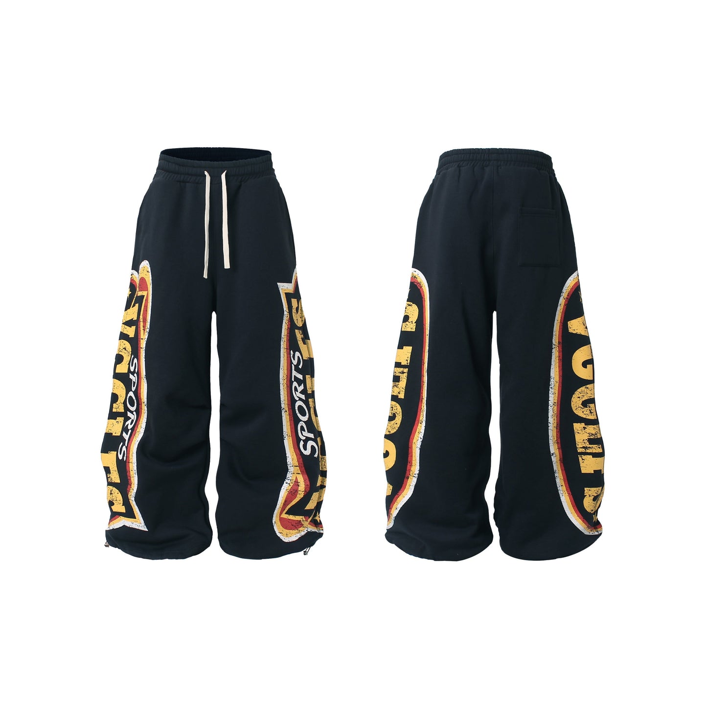 CapCabin Fleece-Lined Sports Letter Wide-Leg Sweatpants