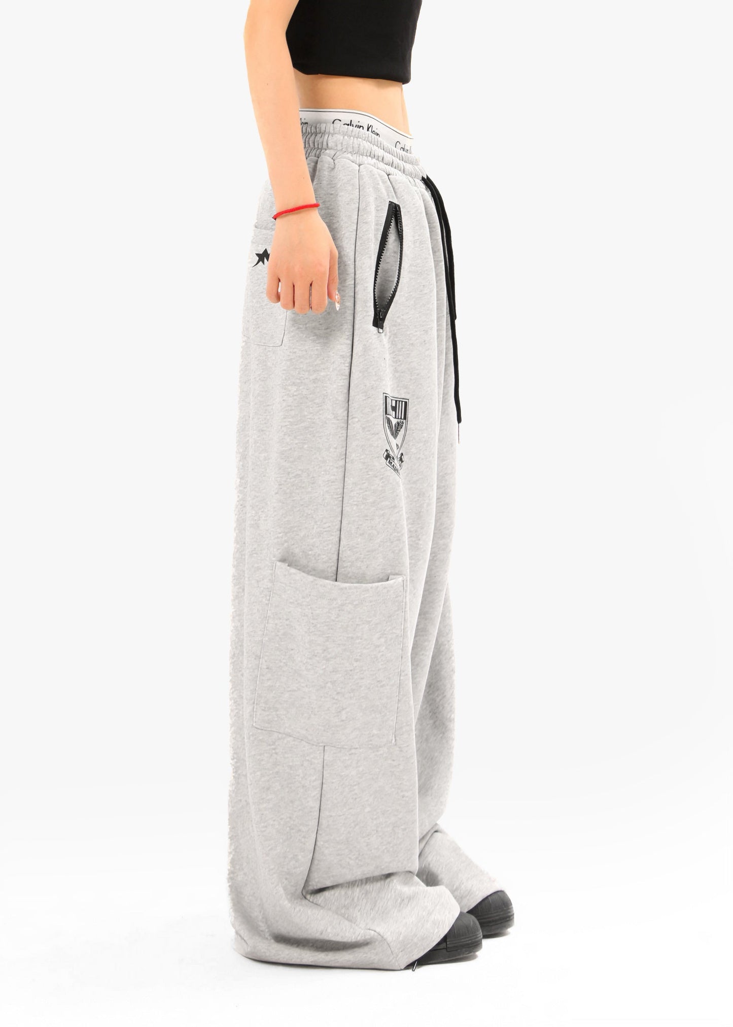 CapCabin Flame Script Wide-Leg Sweatpants