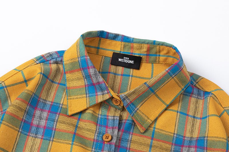 Yellow Multi-Color Plaid Long Sleeve Shirt