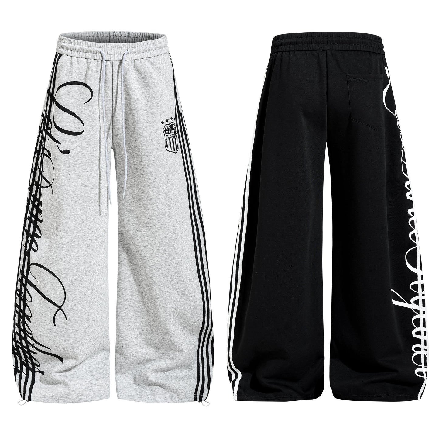 CapCabin Script Stripe Wide-Leg Sweatpants