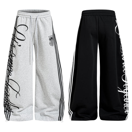 CapCabin Script Stripe Wide-Leg Sweatpants