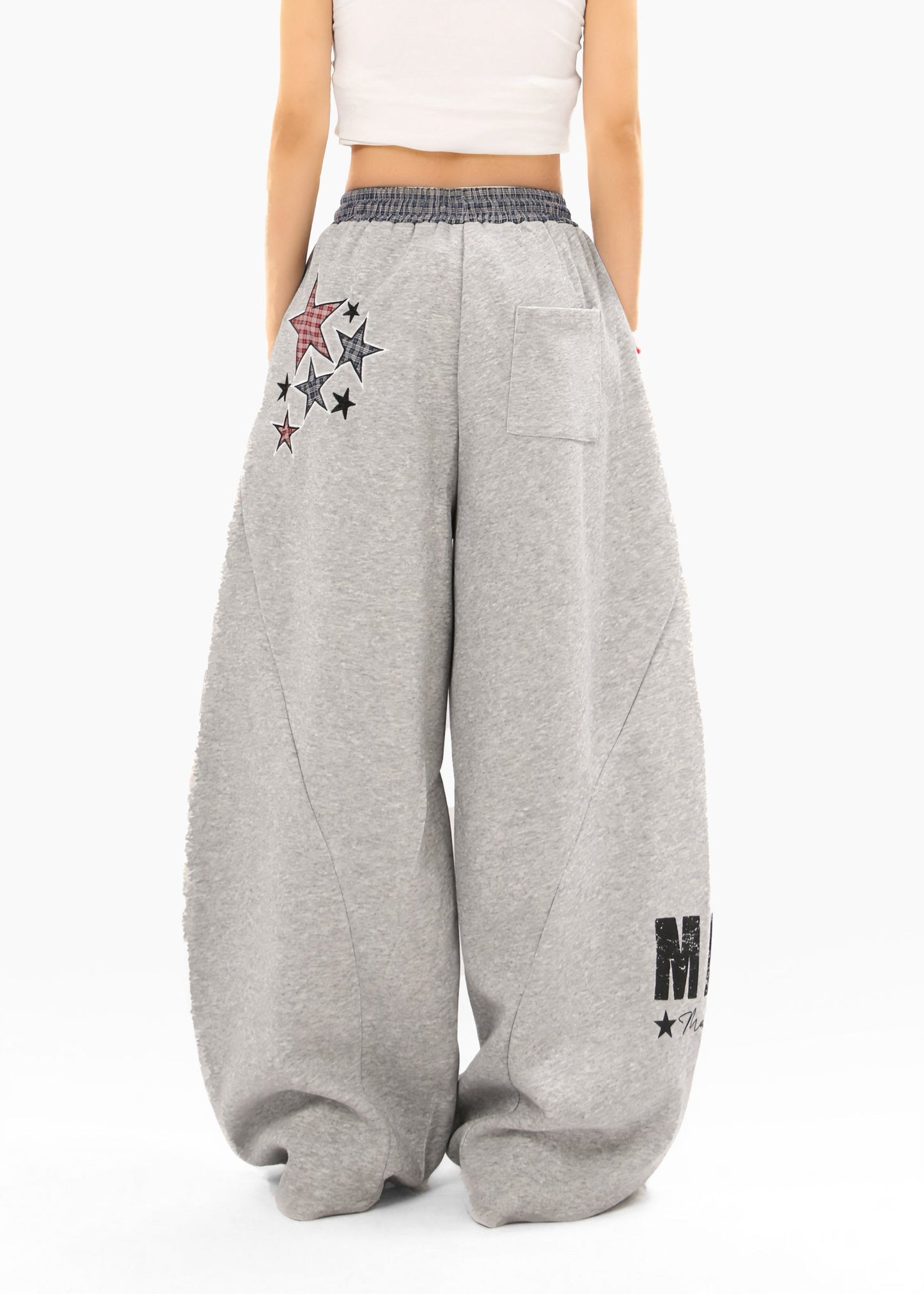 CapCabin Double-Waist Checkered Print Track Pants