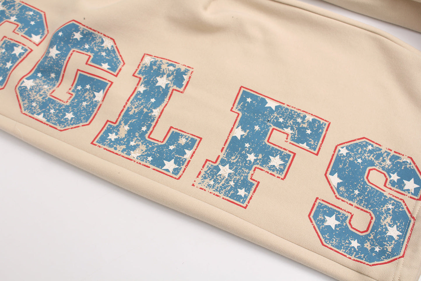 CapCabin Fleece-Lined Retro Letter Wide-Leg Sweatpants