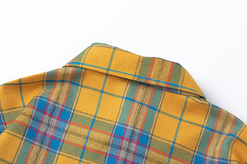 Yellow Multi-Color Plaid Long Sleeve Shirt