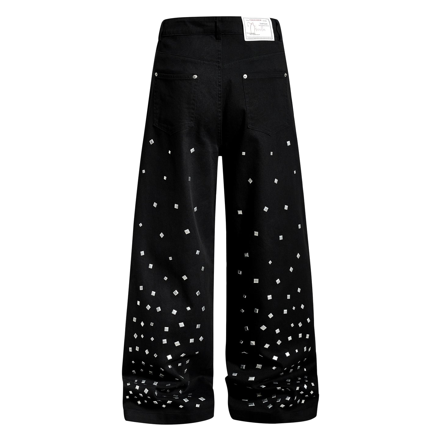 CapCabin Stud Detail Wide-Leg Pants