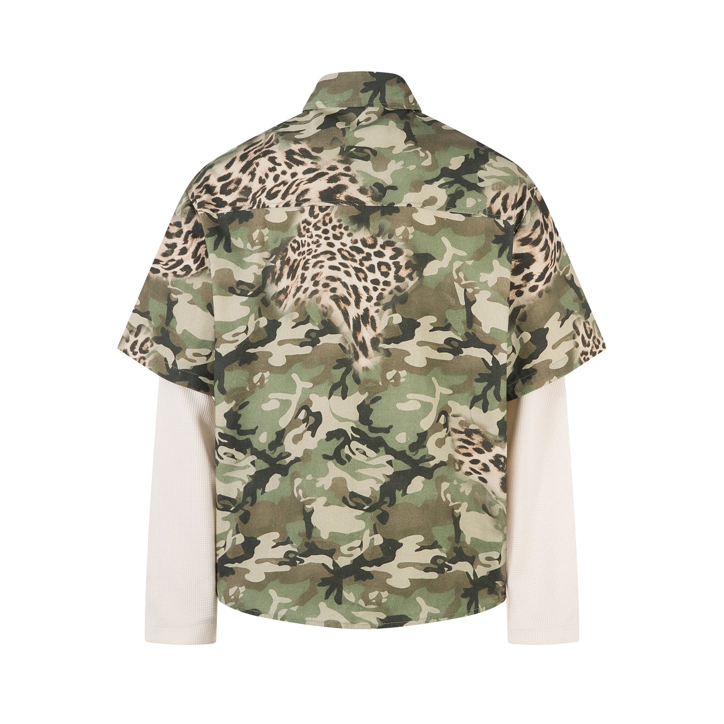 CapCabin Layered Camo-Leopard Short-Sleeve Shirt