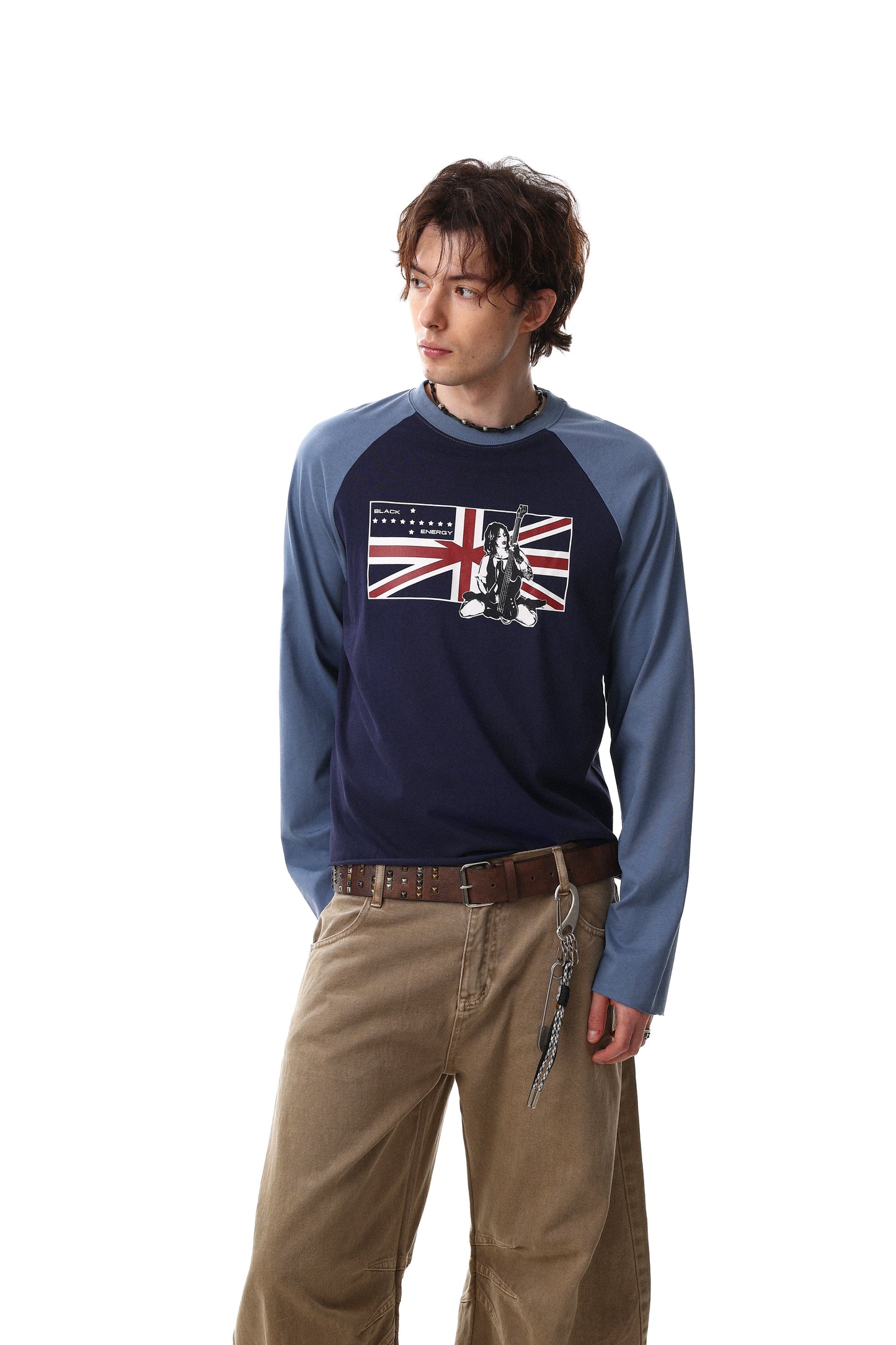 CapCabin Union Flag Graphic Raglan Long Sleeve Tee