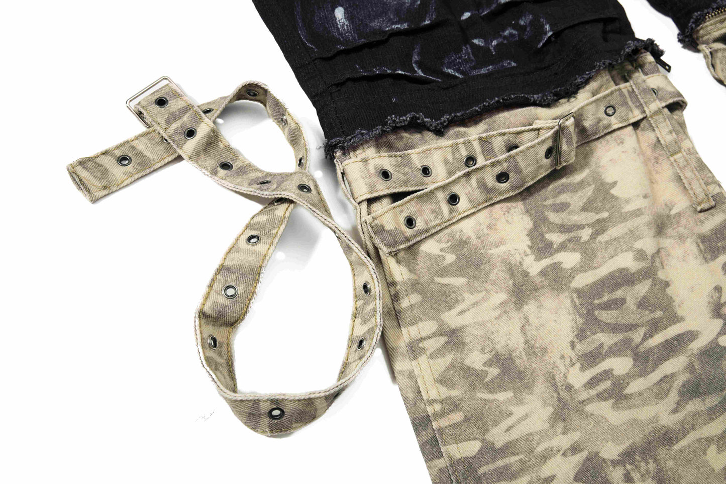 CapCabin Washed Utility Cargo Denim Pants