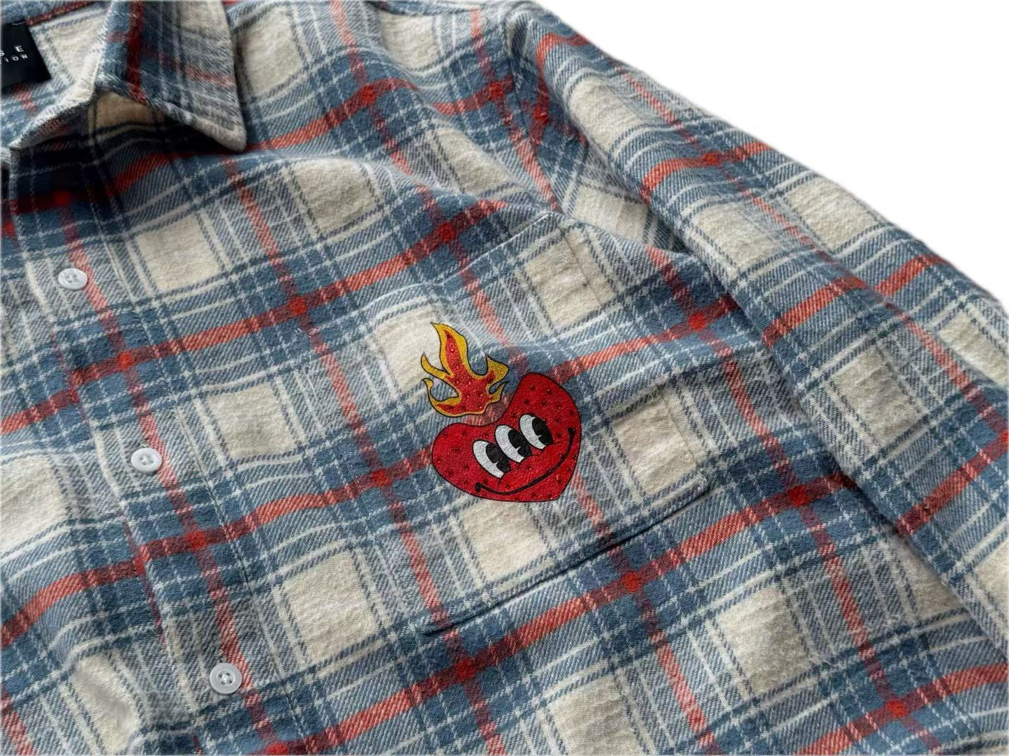 FALSE PERCEPTION Plaid Graphic Shirt Jacket