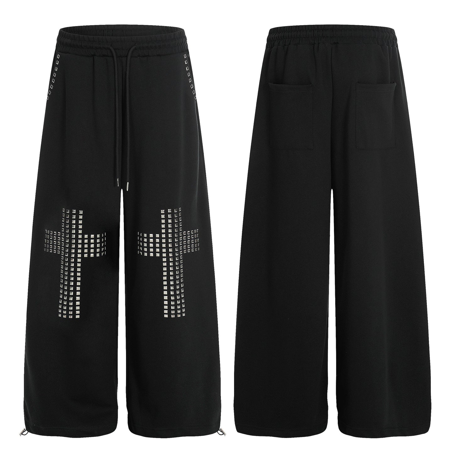 CapCabin Studded Cross Wide-Leg Sweatpants