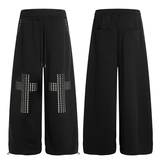 CapCabin Studded Cross Wide-Leg Sweatpants