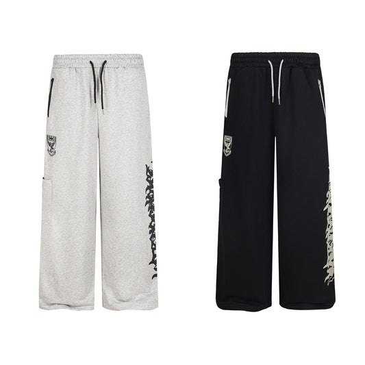 CapCabin Flame Script Wide-Leg Sweatpants
