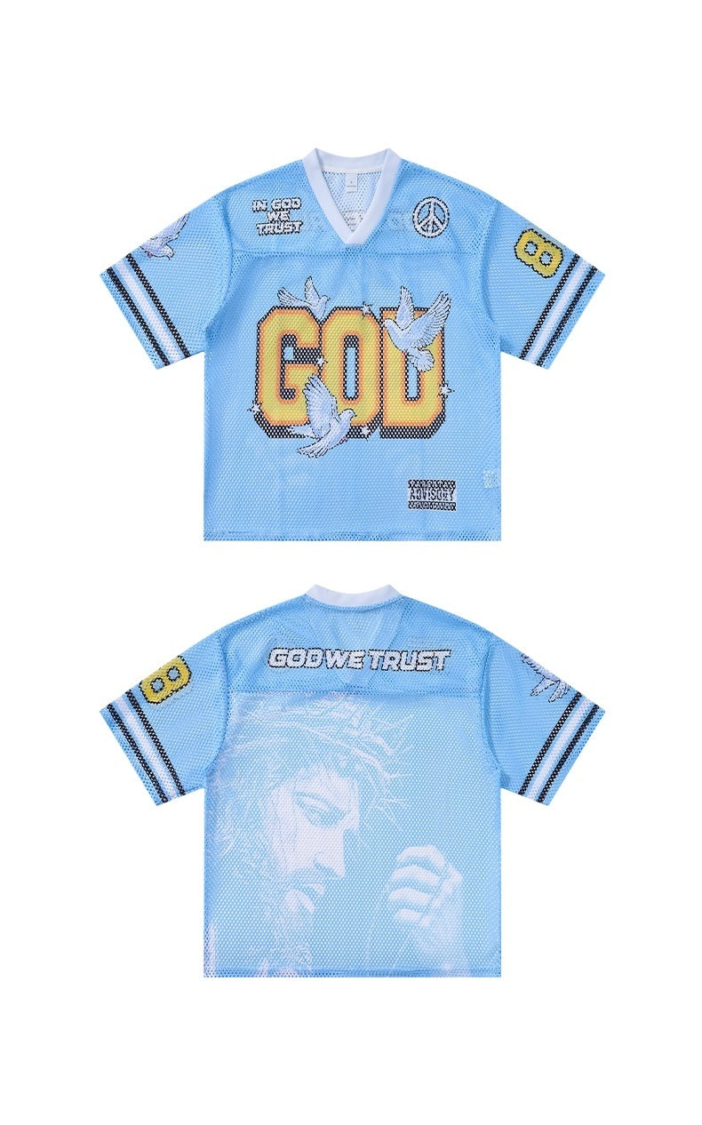 CapCabin “God We Trust” Mesh Jersey T-Shirt