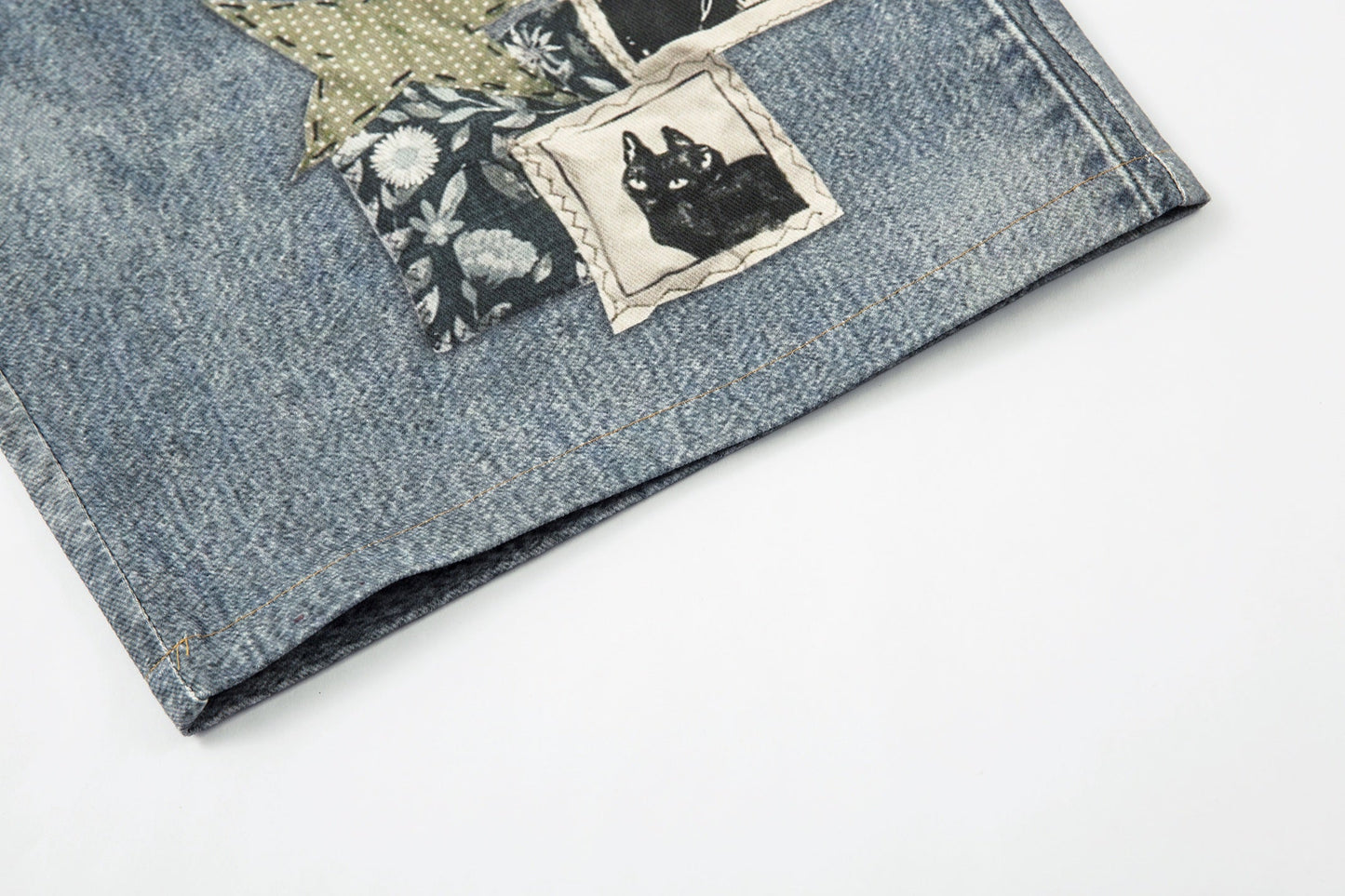 CapCabin “Vintage Charm Patch Denim Shorts
