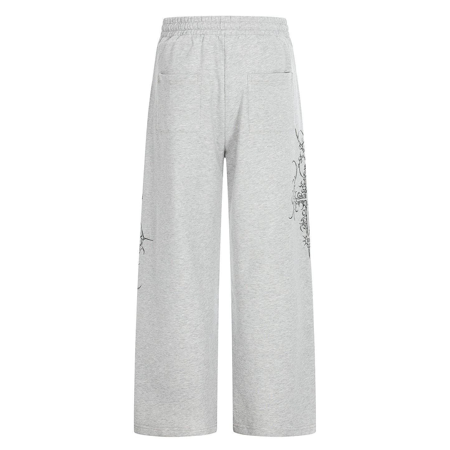 CapCabin Gothic Line Graphic Wide-Leg Sweatpants