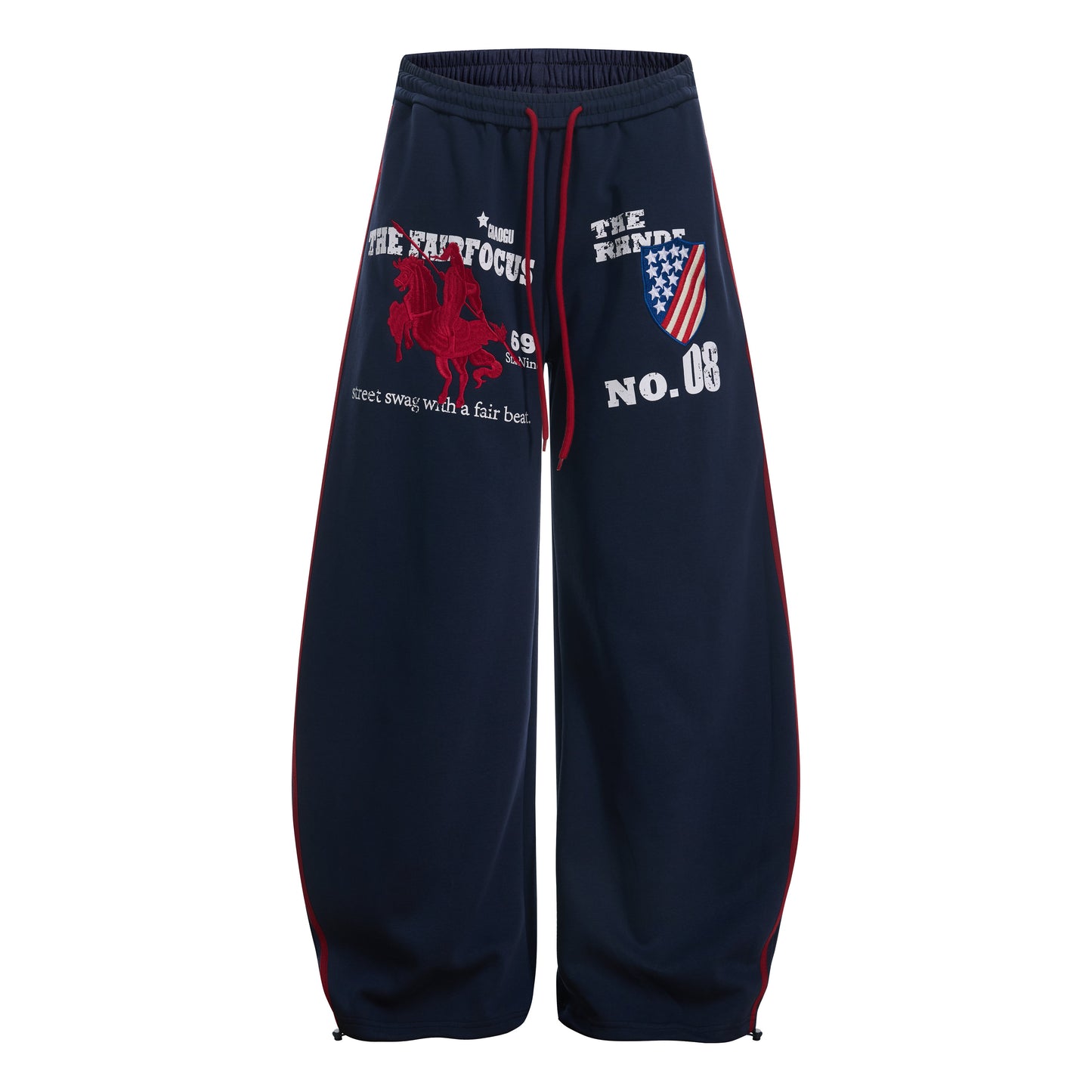 CapCabin Retro College Badge Wide-Leg Sweatpants
