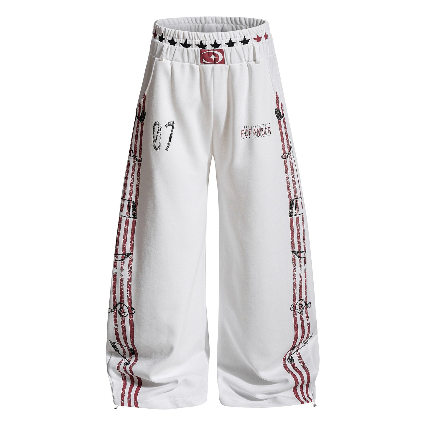 CapCabin Vintage Stripe Graphic Wide-Leg Pants