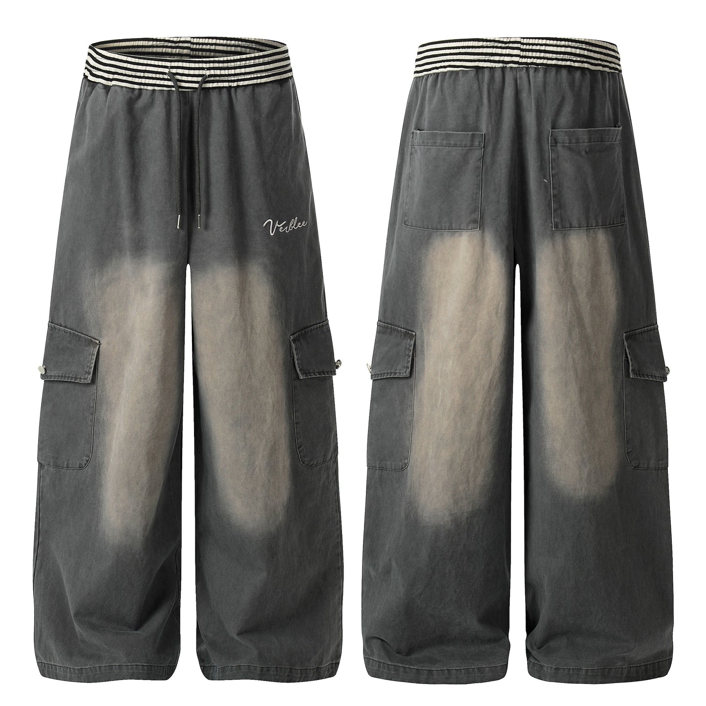 CapCabin Washed Cargo Wide-Leg Pants
