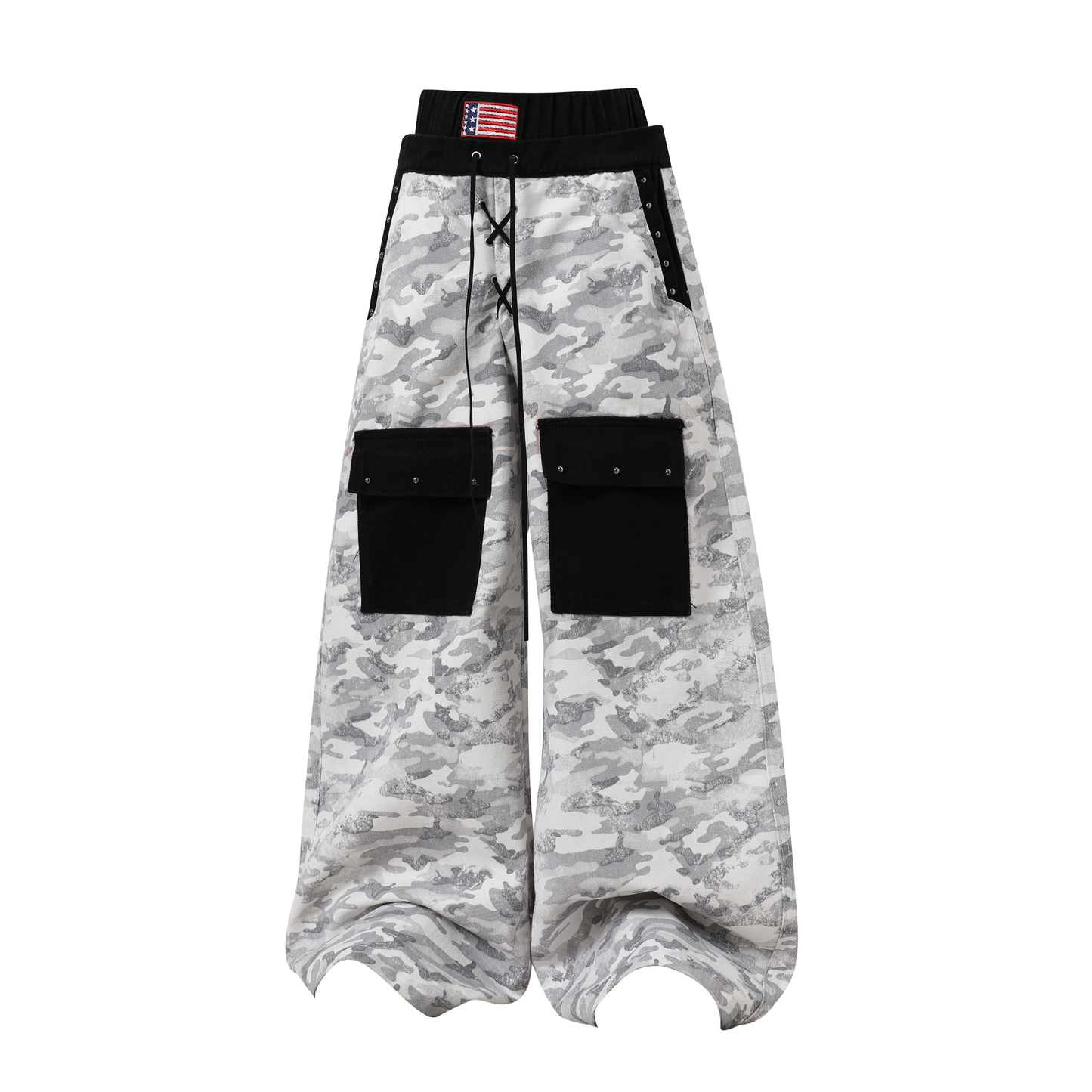 CapCabin Camo Patchwork Cargo Curved Pants