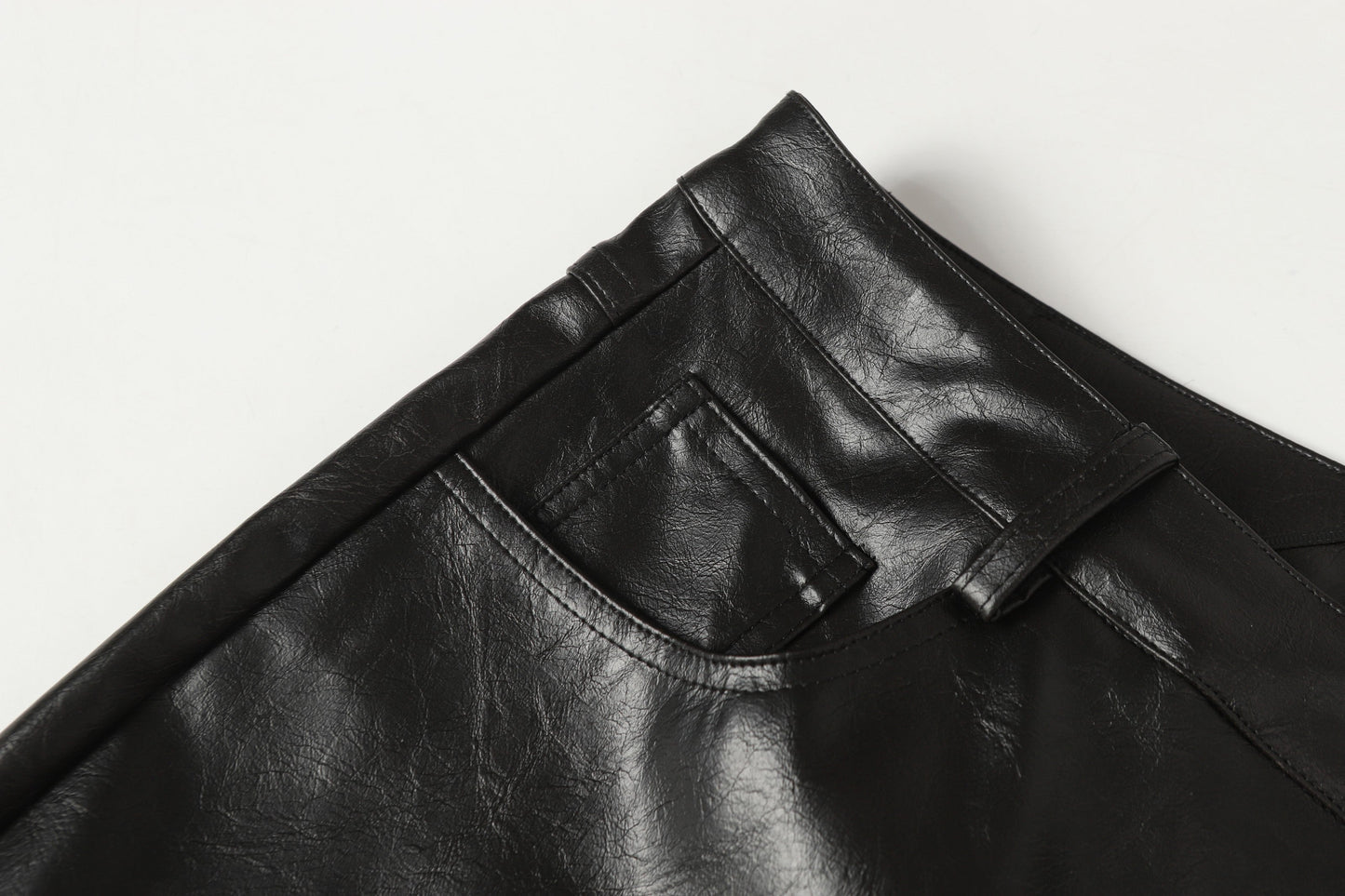 CapCabin Web Embossed PU Wide-Leg Pants
