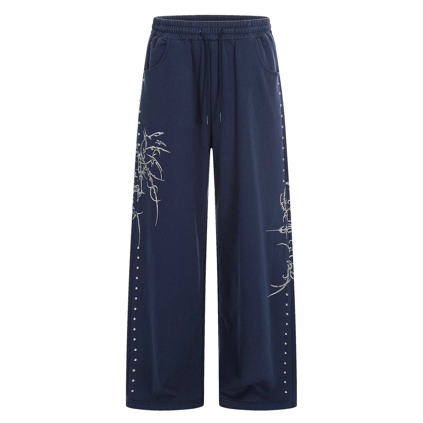 CapCabin Gothic Line Graphic Wide-Leg Sweatpants