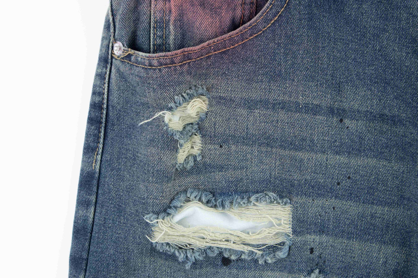 CapCabin Distressed Washed Wide-Leg Jeans