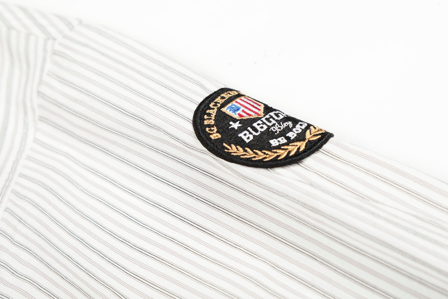 CapCabin Striped Logo Button-Up Shirt