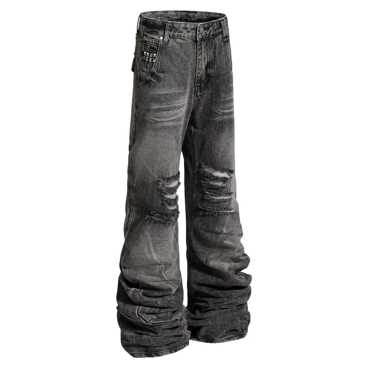 CapCabin Distressed Studded Denim Pants