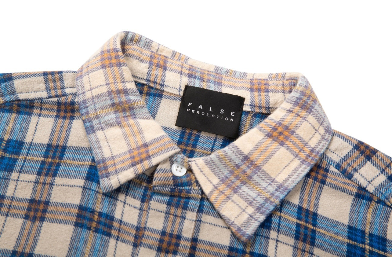 FALSE PERCEPTION Vintage Plaid Frayed Shirt