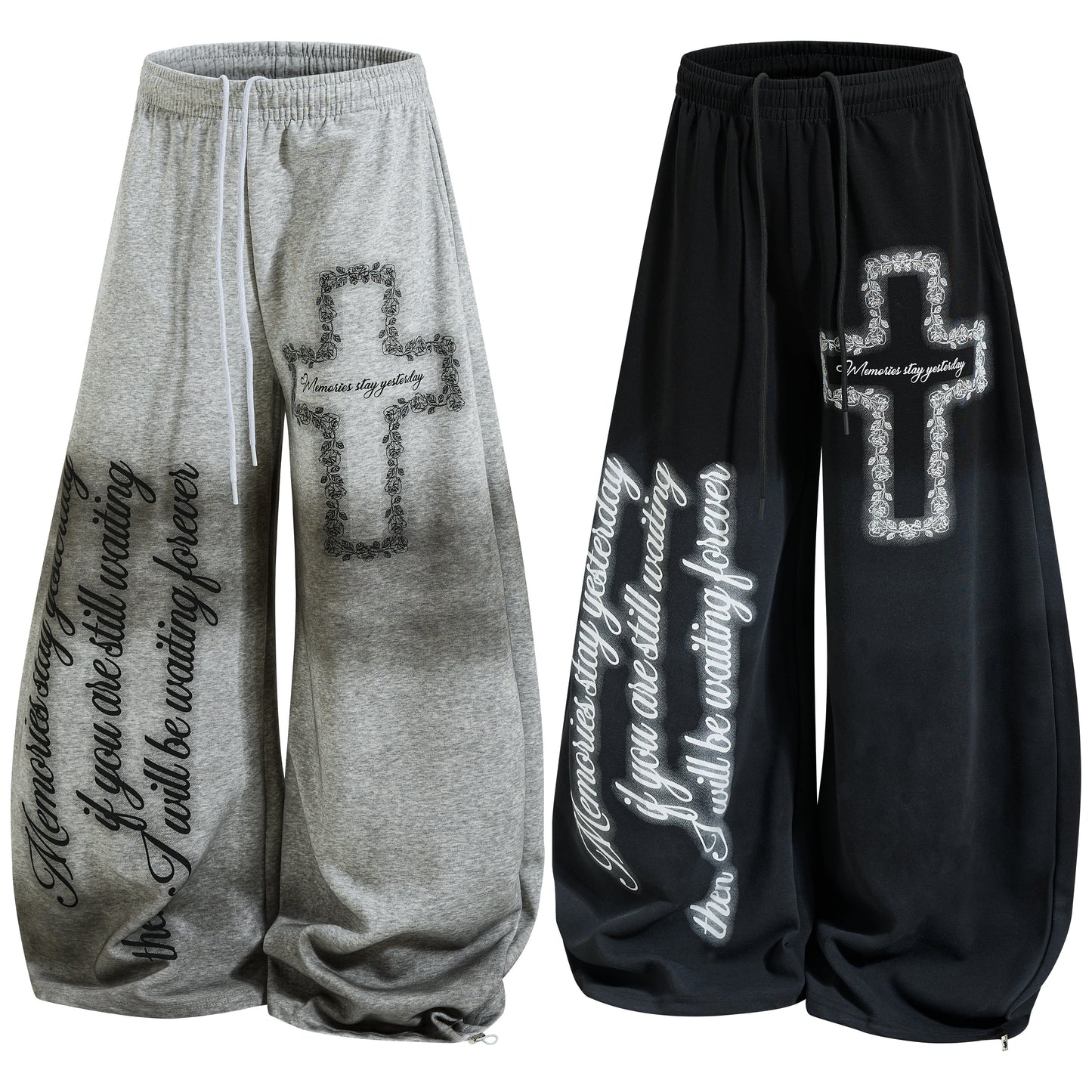 CapCabin Cross Script Wide-Leg Sweatpants
