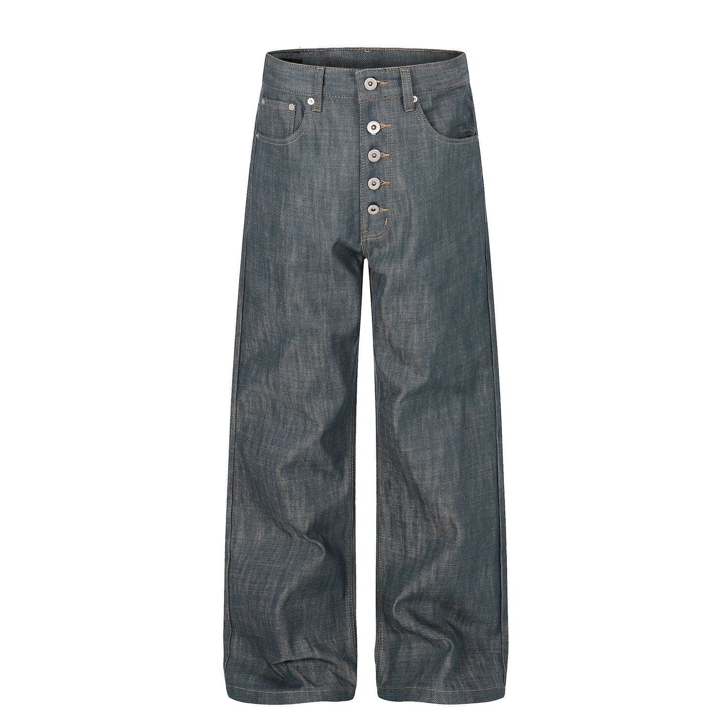 CapCabin “Washed Grey Button Denim Jeans”