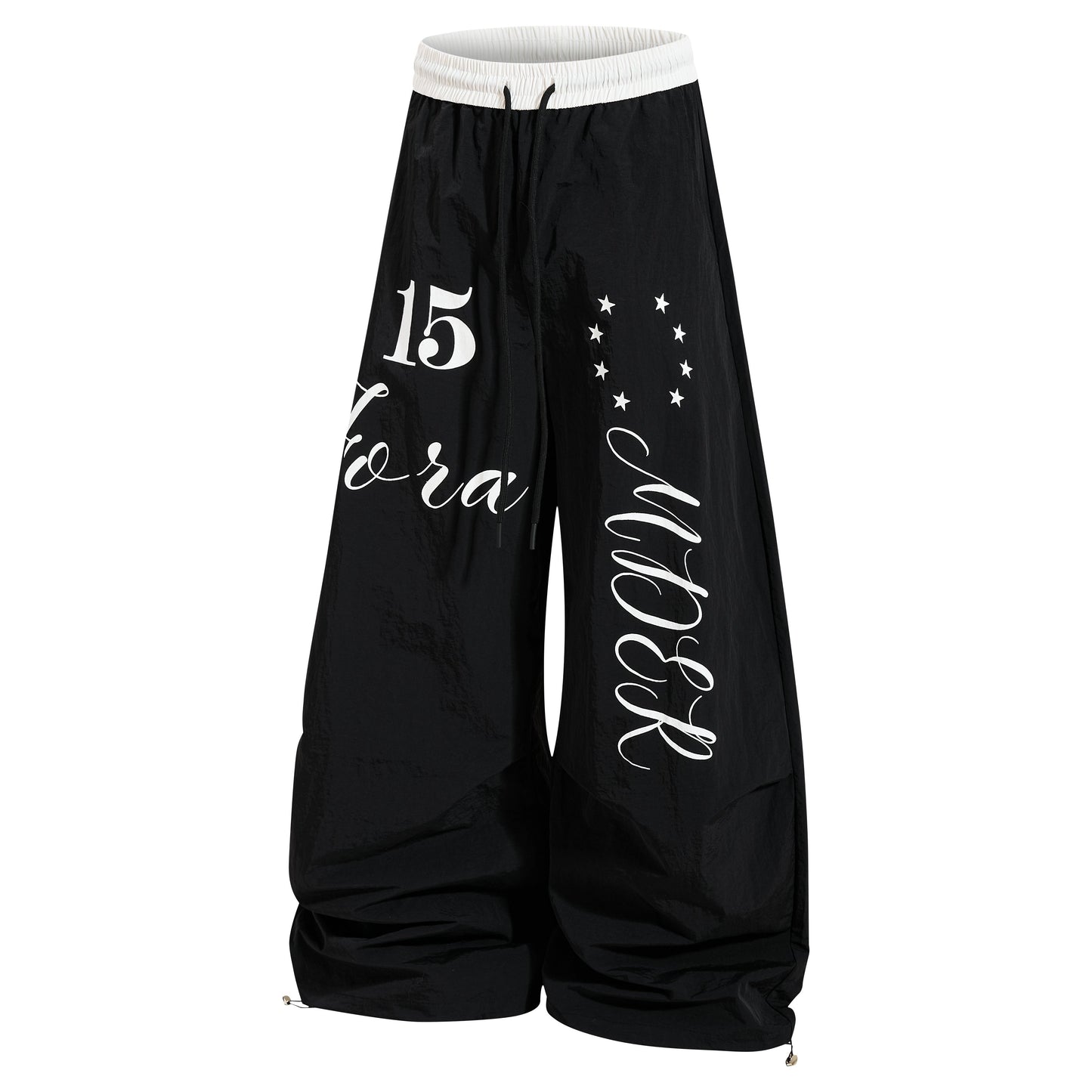 CapCabin Retro Script Wide-Leg Track Pants