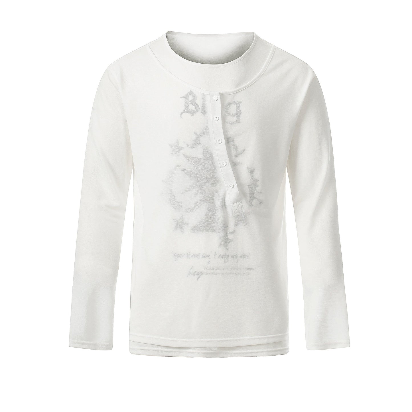 CapCabin Graphic Long Sleeve Henley Tee