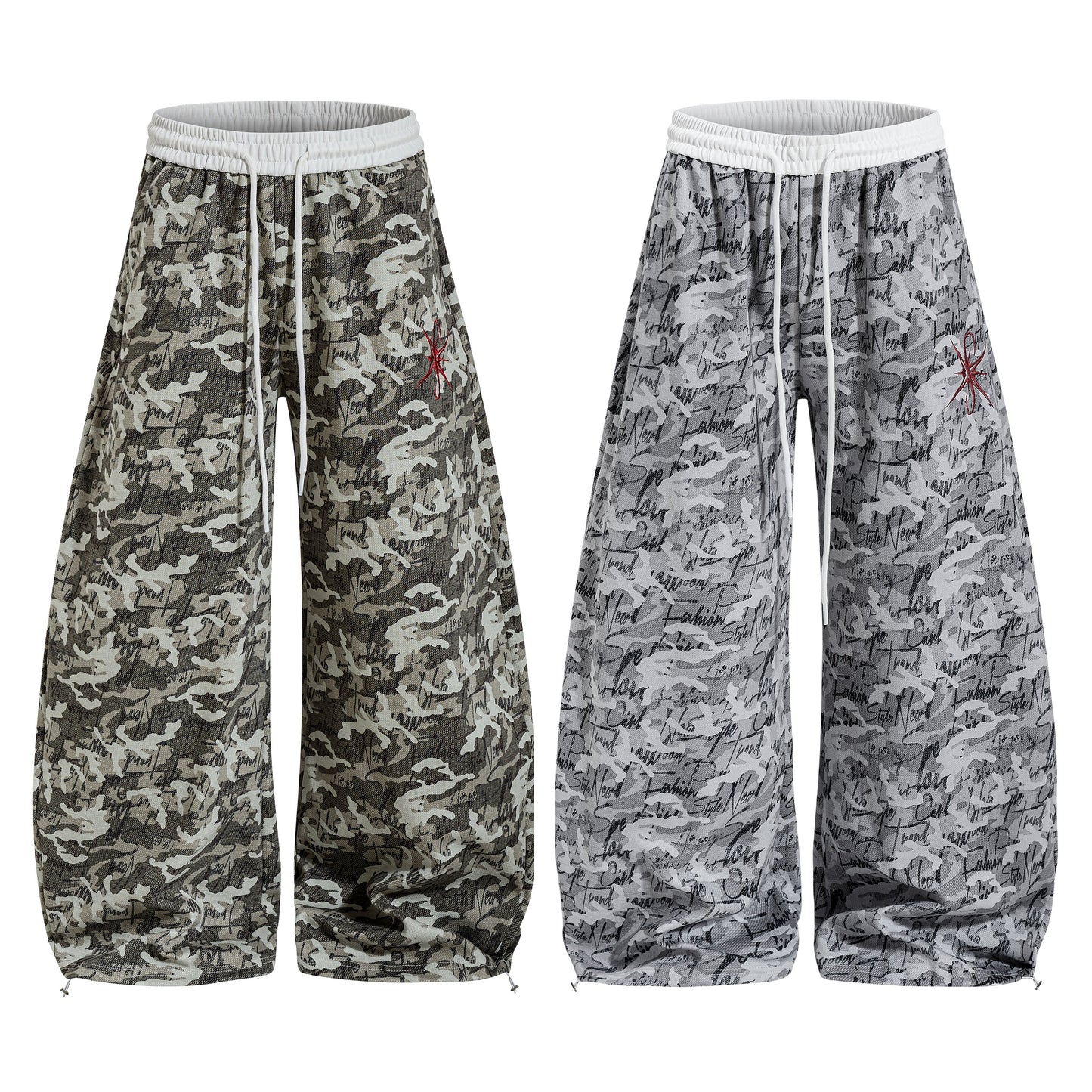 CapCabin Camo Script Wide-Leg Pants