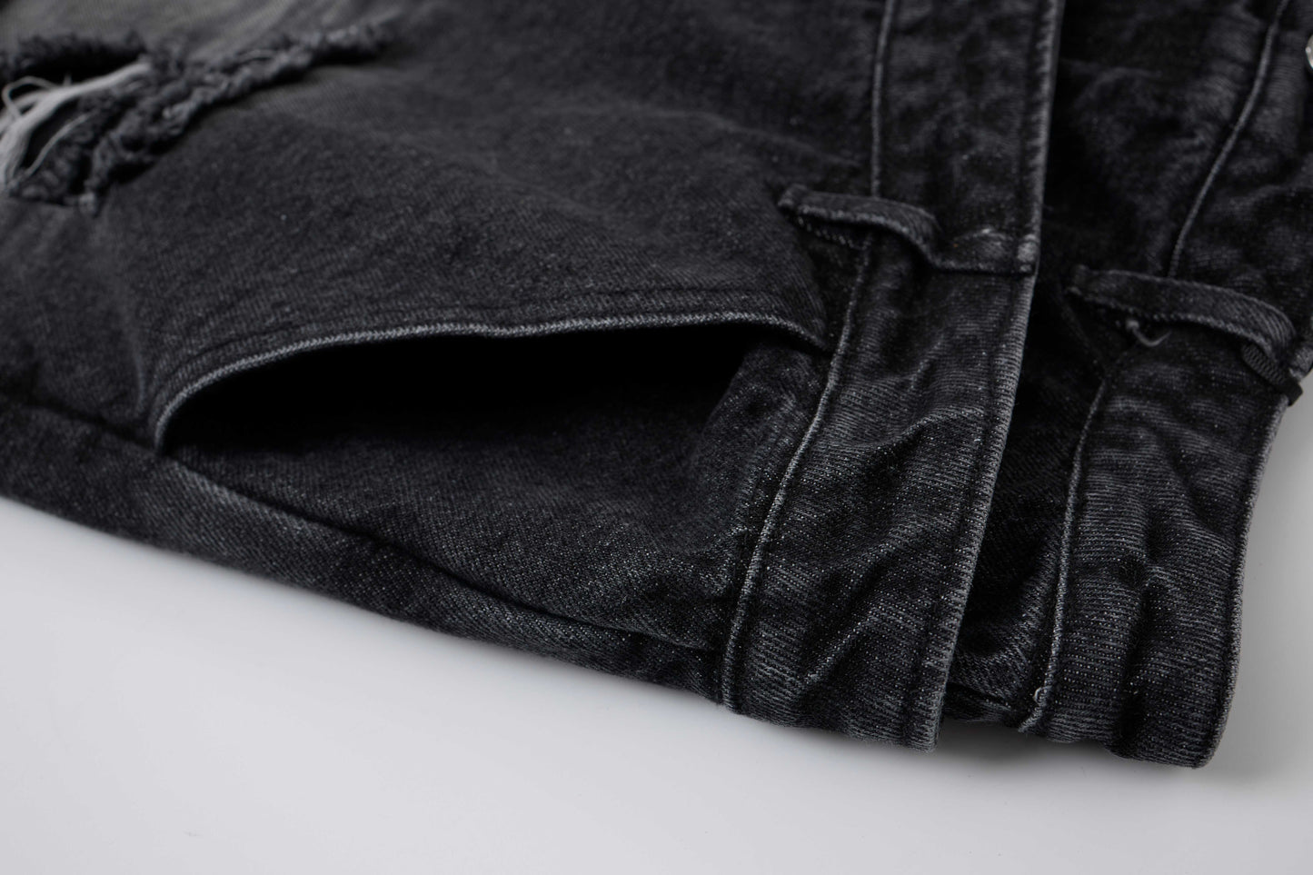 CapCabin Distressed Layered Waist Denim Shorts