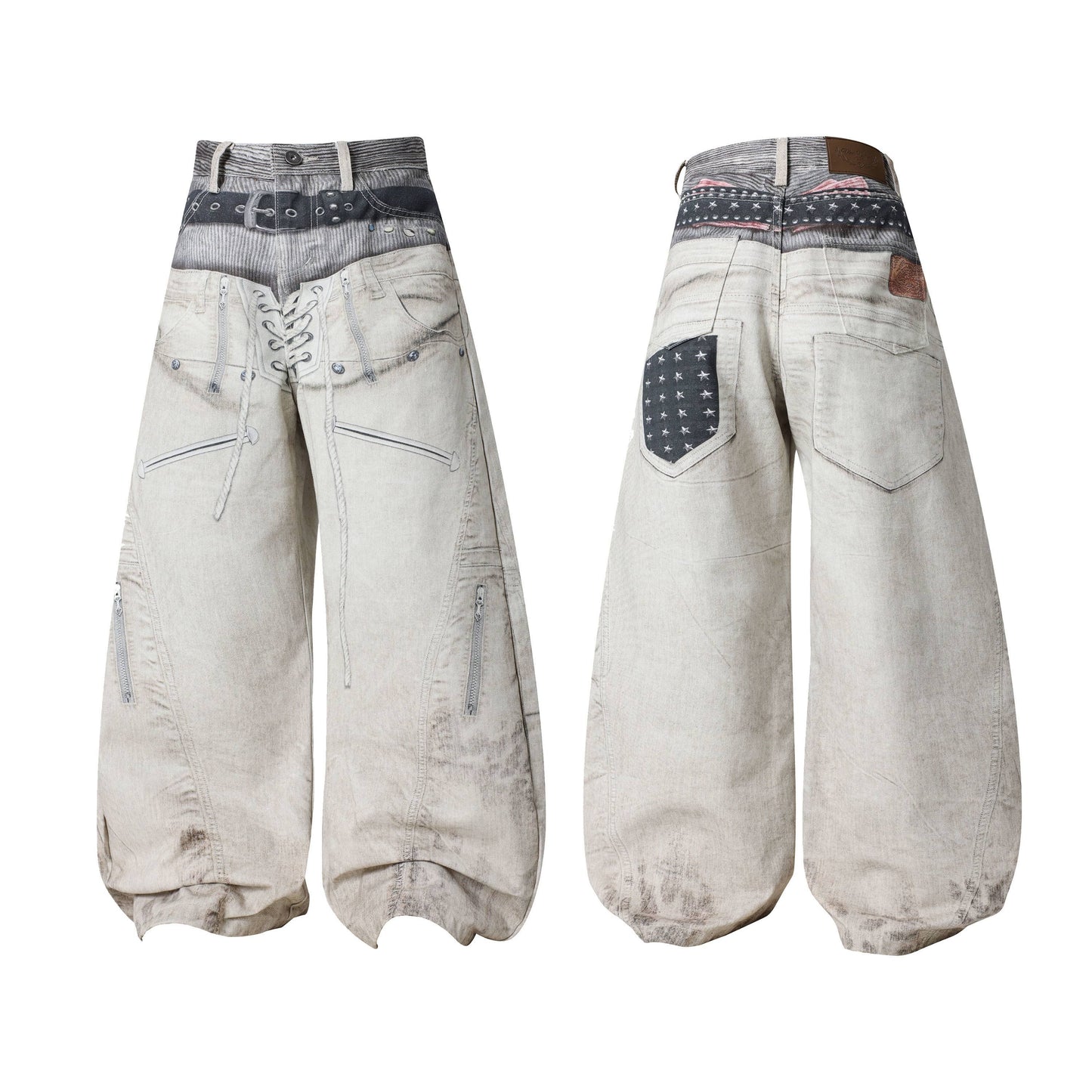 CapCabin “Layered Belt Utility Balloon Jeans”