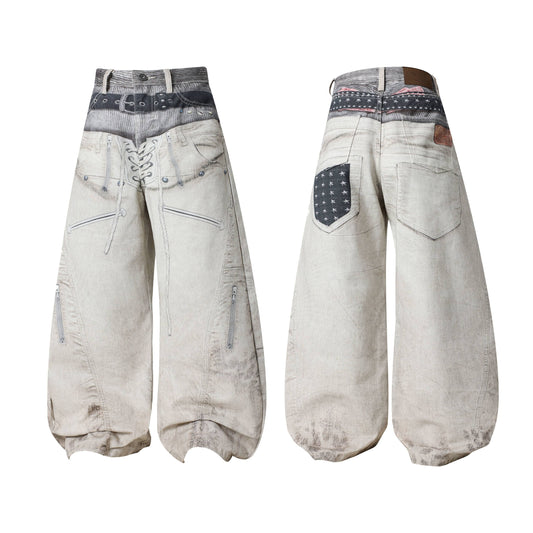 CapCabin “Layered Belt Utility Balloon Jeans”
