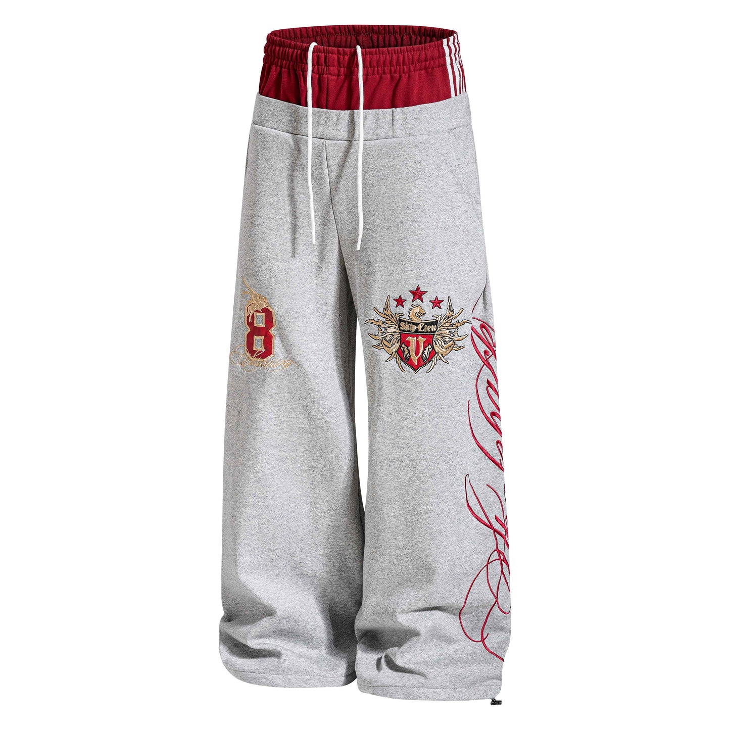 CapCabin “Varsity Crest Wide-Leg Sweatpants”