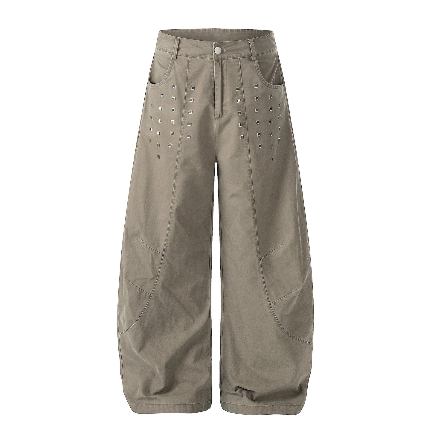 CapCabin Stud Detail Wide-Leg Pants