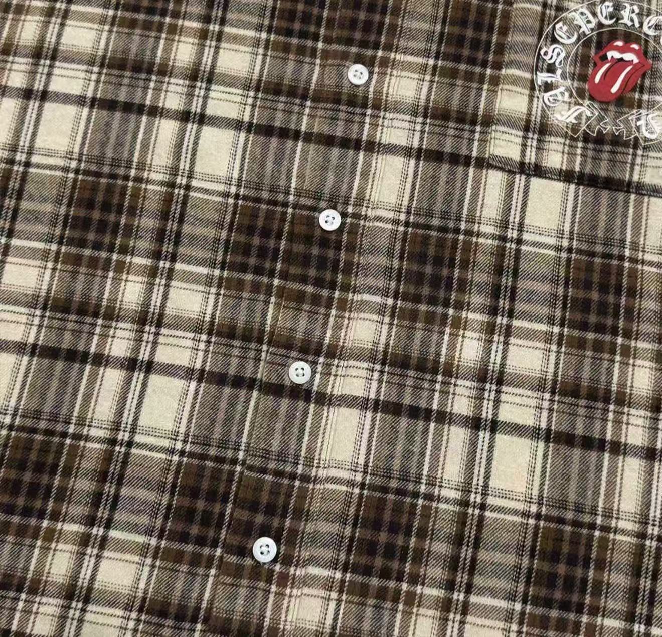 FALSE PERCEPTION Vintage Plaid Raw Hem Overshirt