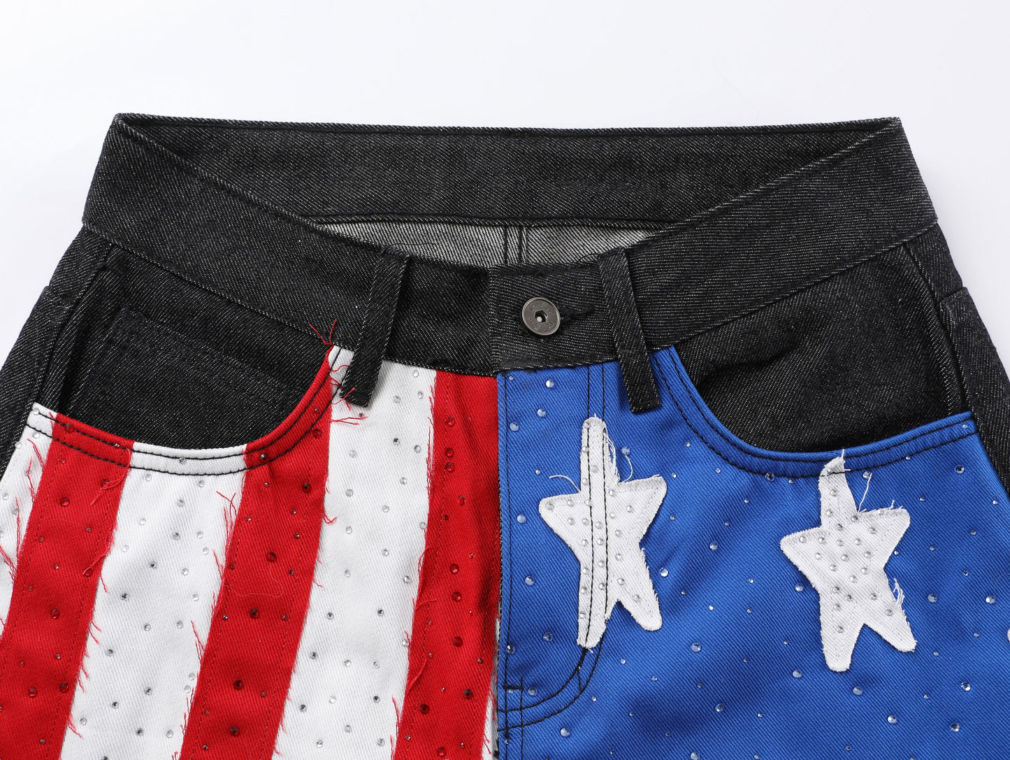 CapCabin Star-Graphic Wide-Leg Denim Pants