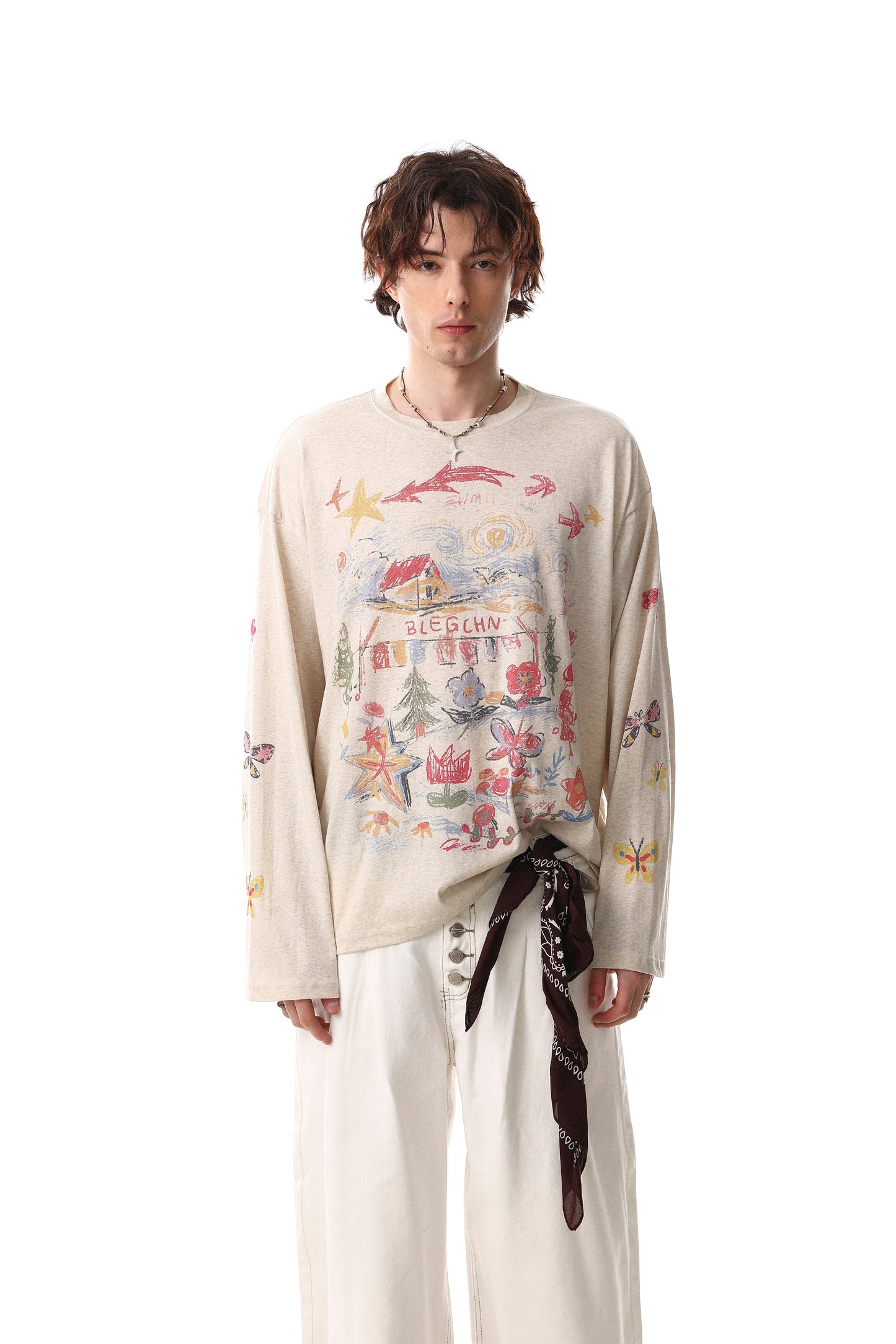 CapCabin Hand-Drawn Art Graphic Long Sleeve Tee