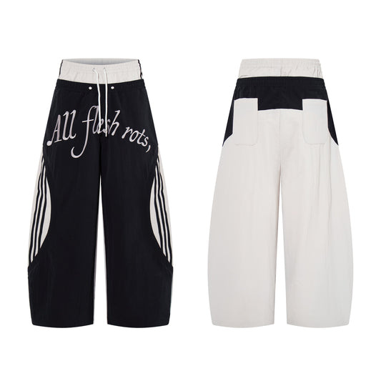 CapCabin Script Graphic Wide-Leg Track Pants