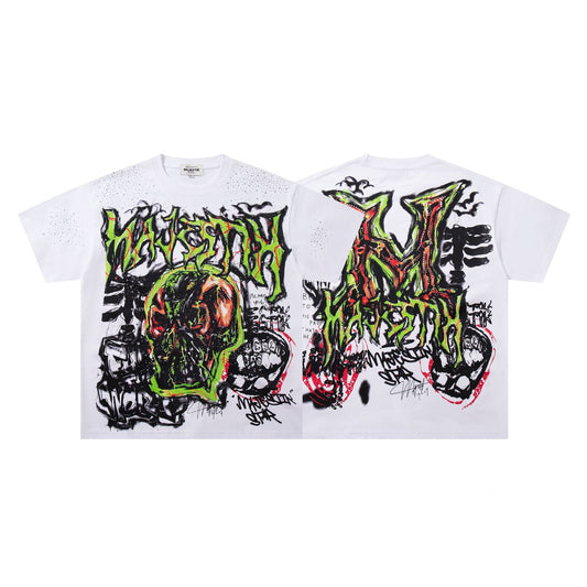 MAJESTIK Graffiti Skull Graphic Streetwear T-Shirt