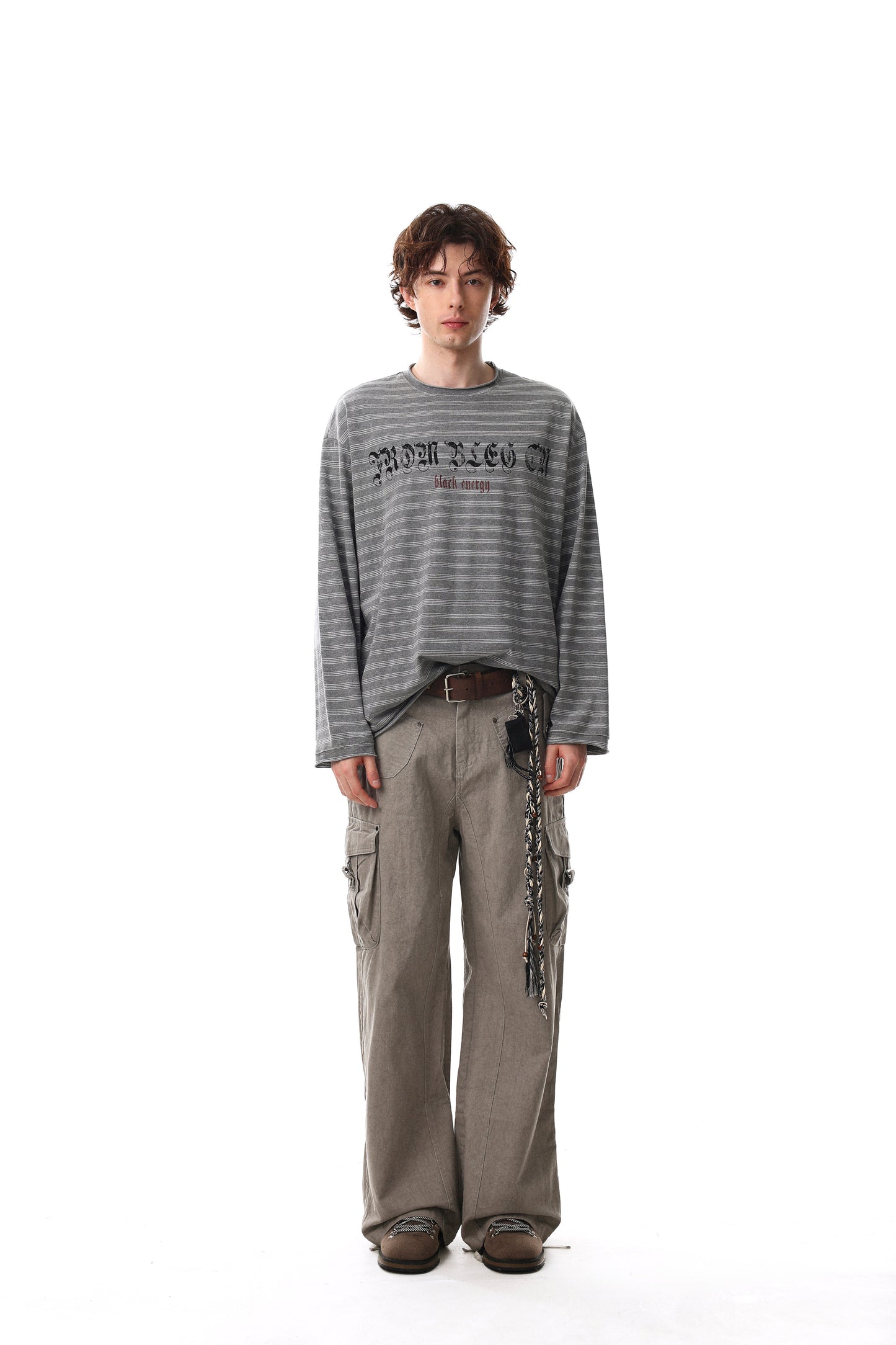 CapCabin Striped Gothic Logo Long Sleeve Tee