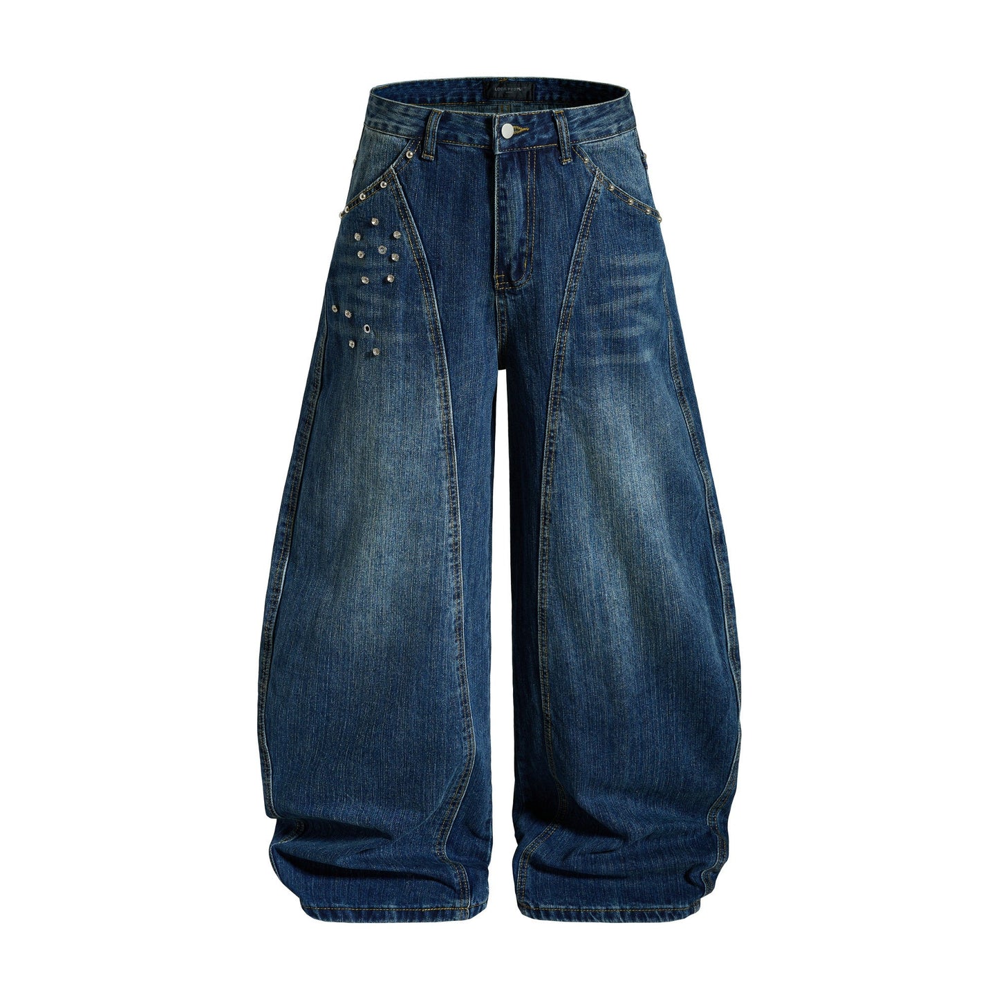 CapCabin “Studded Panel Denim Jeans”