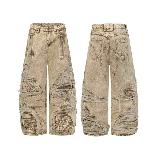 CapCabin “Vintage Distressed Panel Jeans”