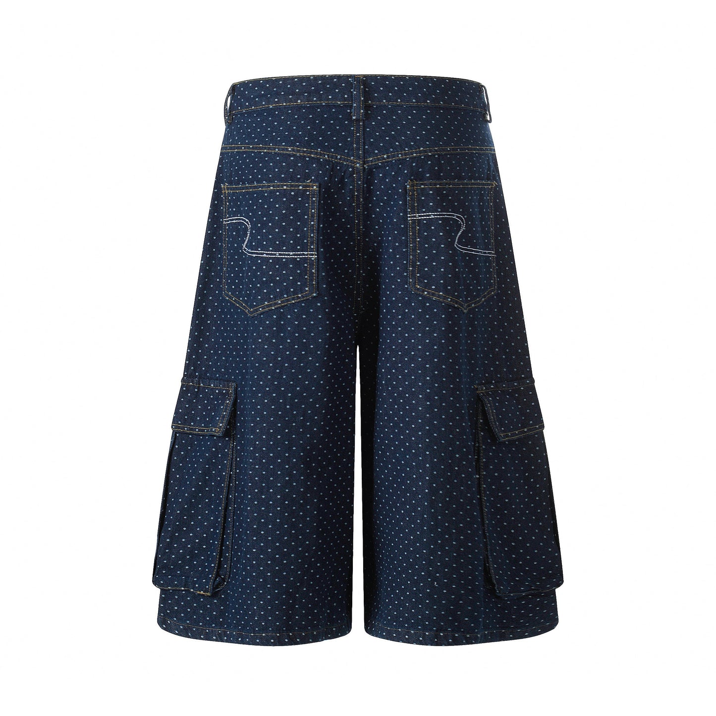 CapCabin Polka Dot Denim Cargo Shorts